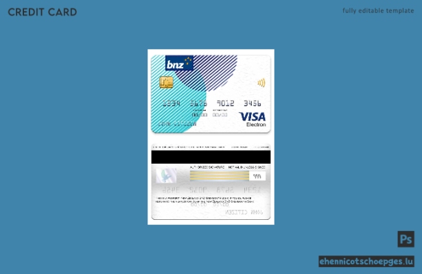 Beispielvorschau der Visa Electron-Karte der BNZ Greymouth Bank Neuseeland
